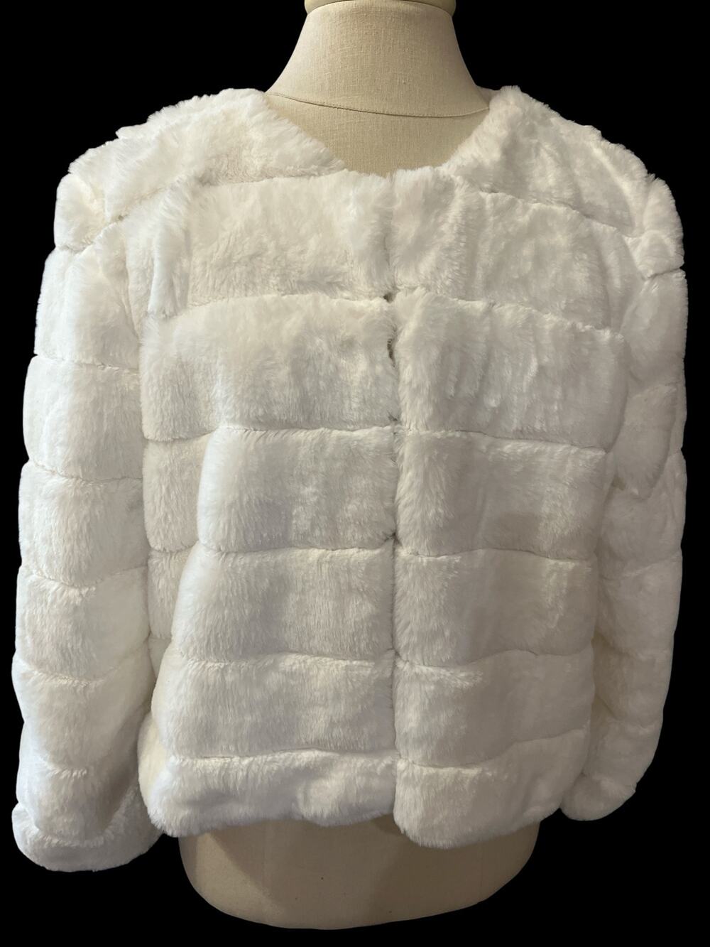 Calvin Klein jacket/Cropped/Bolero-White-Faux Fur-Sz XL-1094